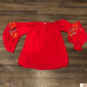 Umgee Tunic with Floral Sleeves - Size L